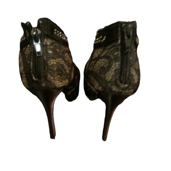 RHINESTONE STUDDED LACE HIGH HEEL BOOTIES - Picture 2 of 4